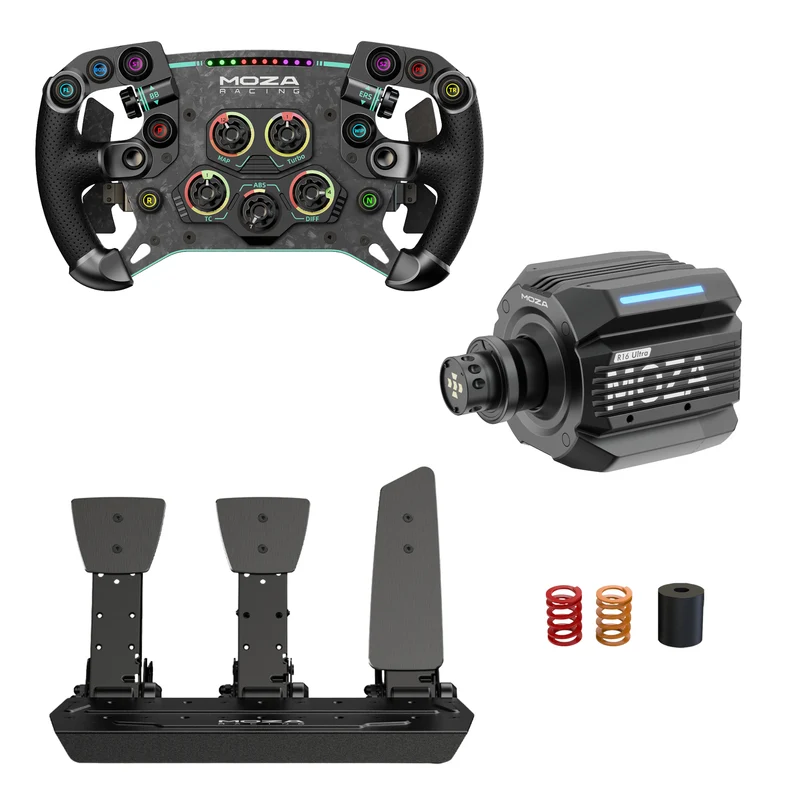 Pack MOZA R16 Ultra – Direct Drive 16 Nm, Volante y Pedales