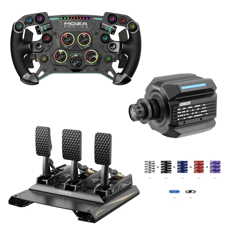 Pack MOZA R16 Ultra – Direct Drive 16 Nm, Volante y Pedales