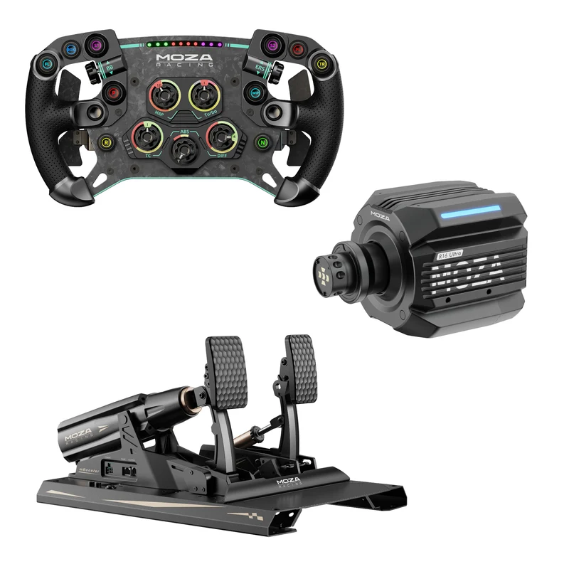 Pack MOZA R16 Ultra – Direct Drive 16 Nm, Volante y Pedales