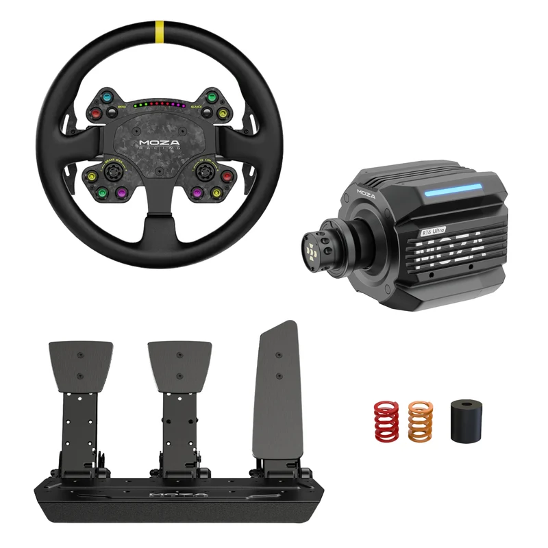 Pack MOZA R16 Ultra – Direct Drive 16 Nm, Volante y Pedales