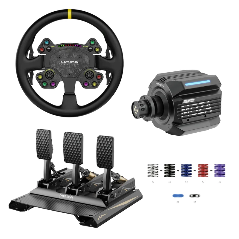 Pack MOZA R16 Ultra – Direct Drive 16 Nm, Volante y Pedales