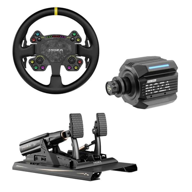 Pack MOZA R16 Ultra – Direct Drive 16 Nm, Volante y Pedales