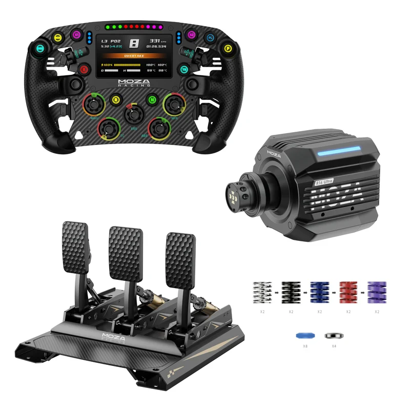 Pack MOZA R16 Ultra – Direct Drive 16 Nm, Volante y Pedales
