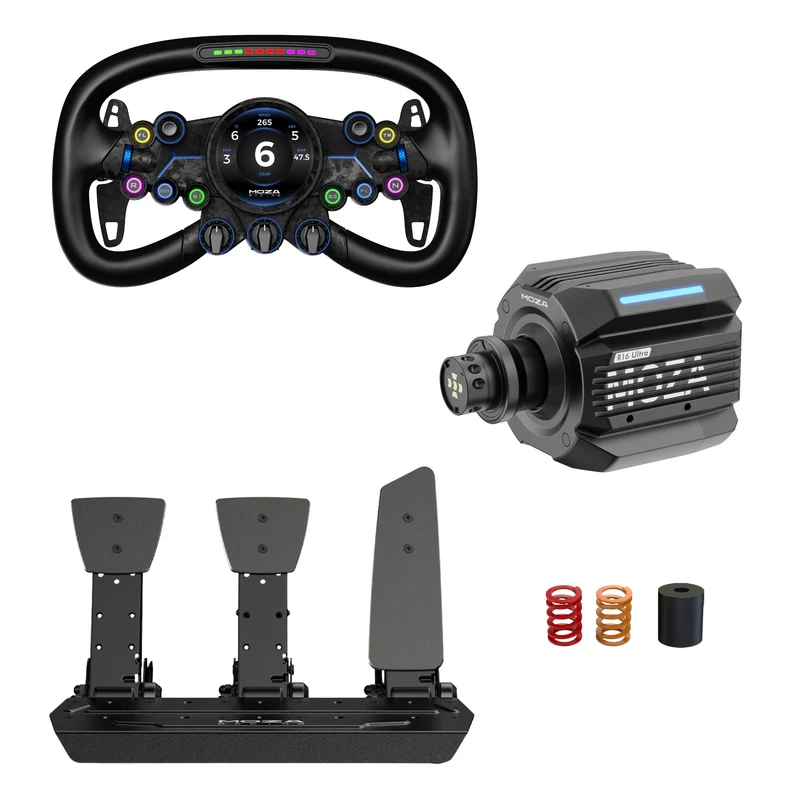 Pack MOZA R16 Ultra – Direct Drive 16 Nm, Volante y Pedales