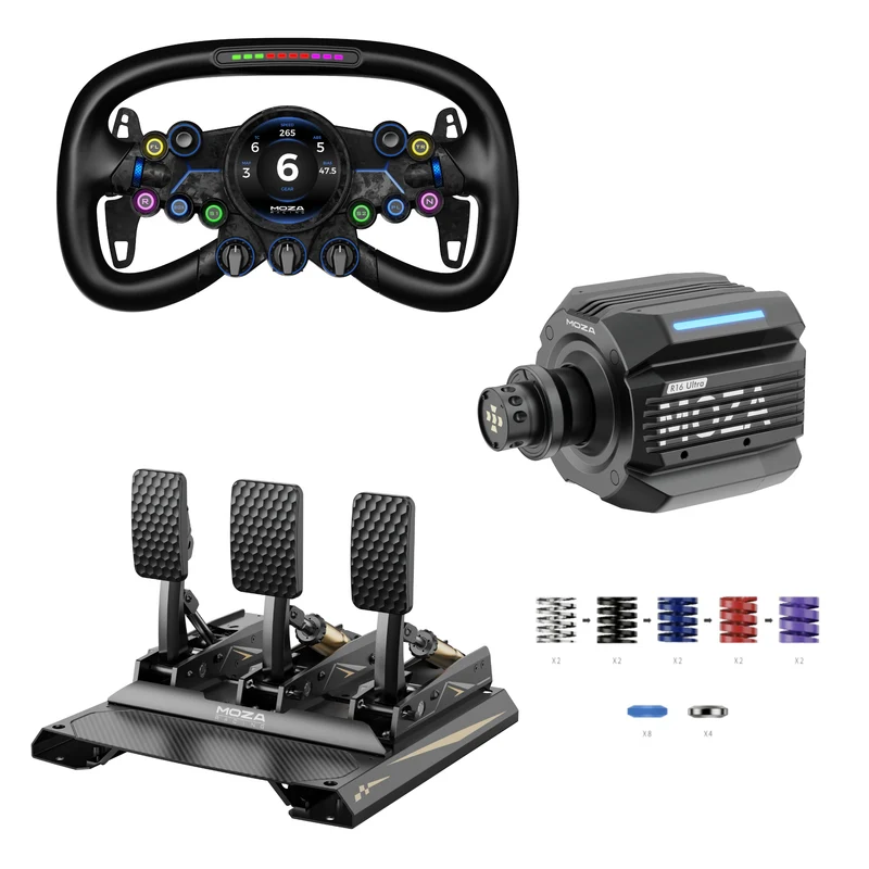 Pack MOZA R16 Ultra – Direct Drive 16 Nm, Volante y Pedales