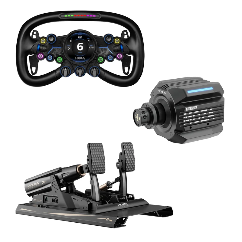 Pack MOZA R16 Ultra – Direct Drive 16 Nm, Volante y Pedales
