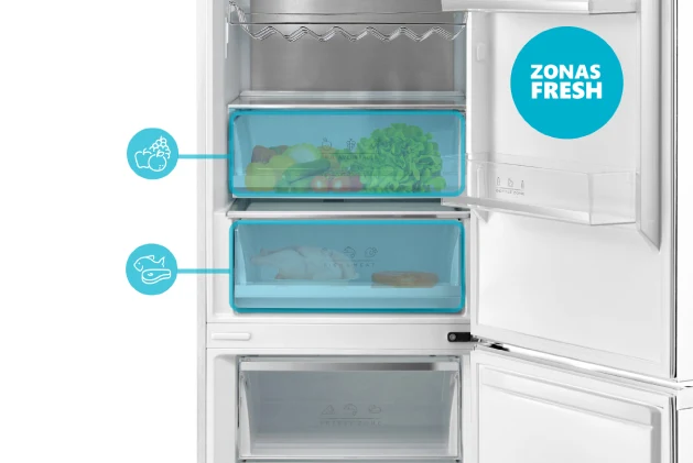 ❄️ Frigorífico Combi Johnson JRC201EN2GW 202 cm Cristal Blanco – 378L No Frost Inverter