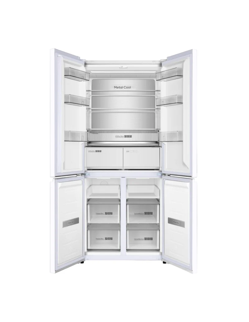 ❄️ Frigorífico 4 Puertas Johnson JR4D1986ENGW 190 cm Cristal Blanco – 521L No Frost Inverter