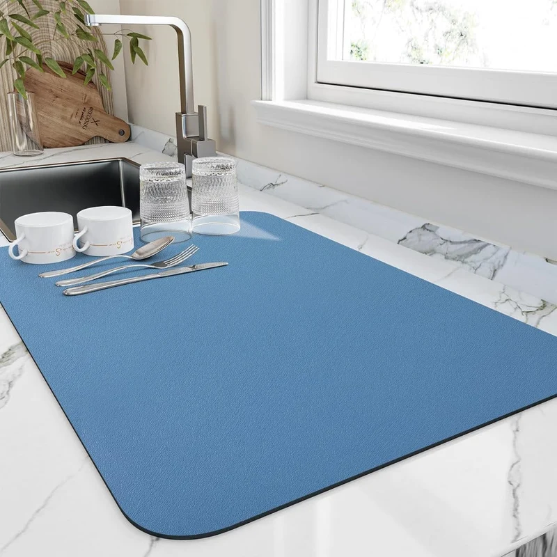 Afwasmat Diatomeeënaarde Sneldrogend Absorberend - 5 Kleuren Zwart Blauw Grijs Wit Groen Small Medium Large