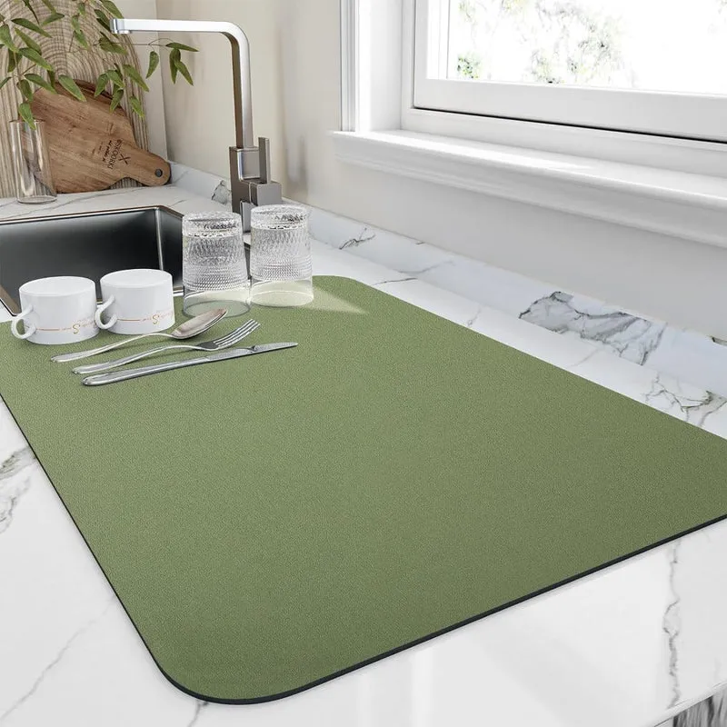 Afwasmat Diatomeeënaarde Sneldrogend Absorberend - 5 Kleuren Zwart Blauw Grijs Wit Groen Small Medium Large