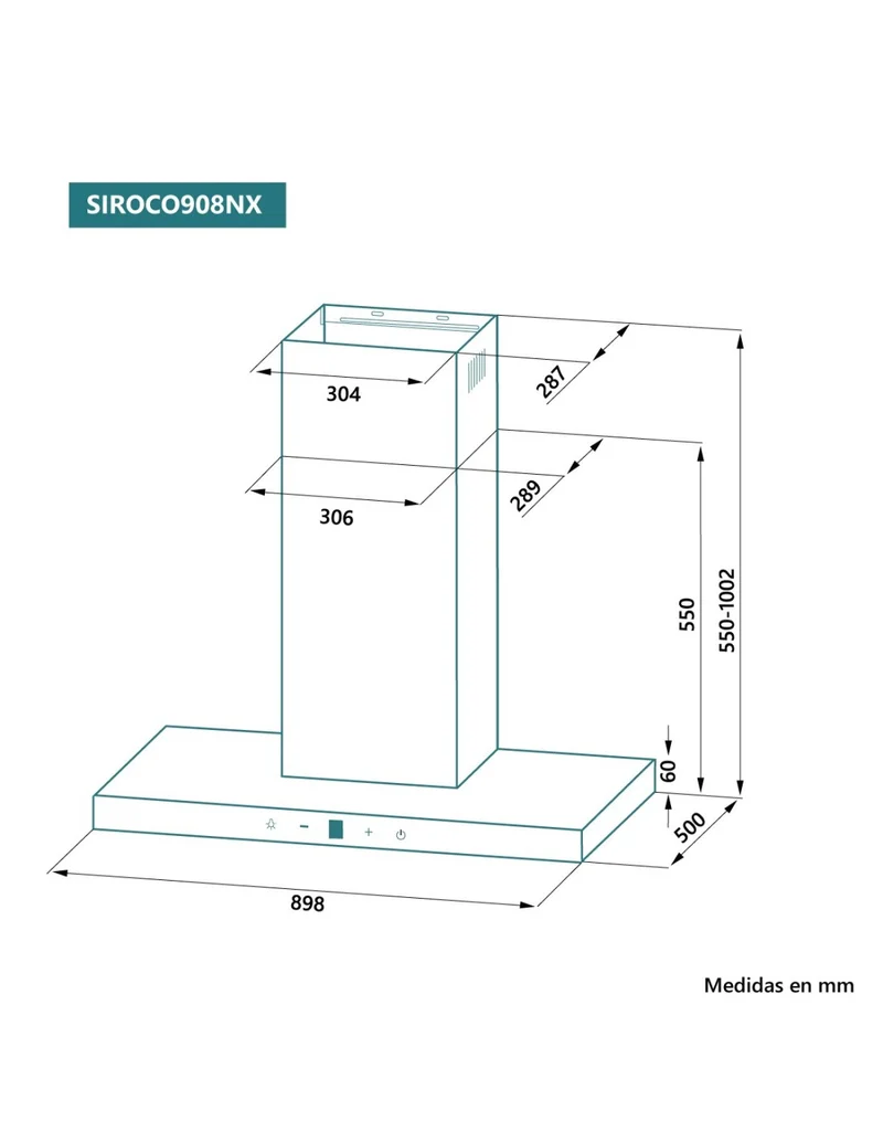 🔥 Campana de Pared Johnson SIROCO908NX Inox y Cristal Negro – 90 cm con Función Turbo