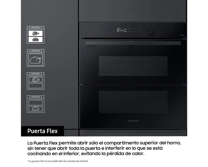 Horno Pirolítico Bespoke AI 76L 59.5cm Dual Cook Steam™ Clase A+ Negro NV7B5750TDK/U1