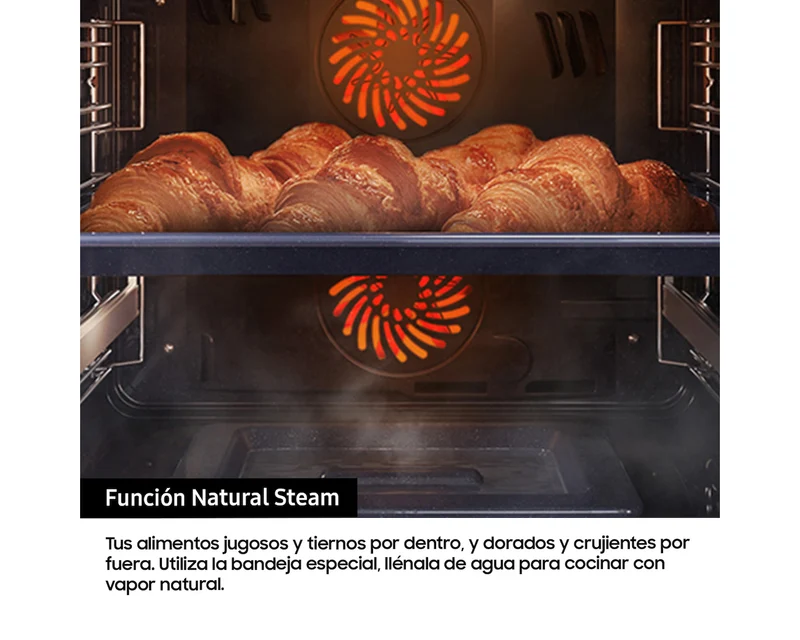 Horno Pirolítico Bespoke AI 76L 59.5cm Dual Cook Steam™ Clase A+ Negro NV7B5750TDK/U1