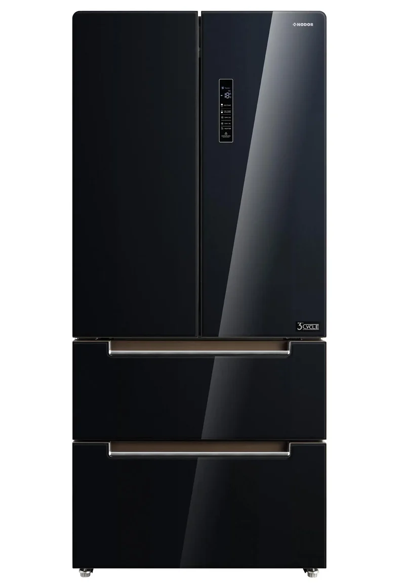 Frigorífico puerta francesa Nodor 190x84 cm cristal negro TWIN 189 TNF GDB