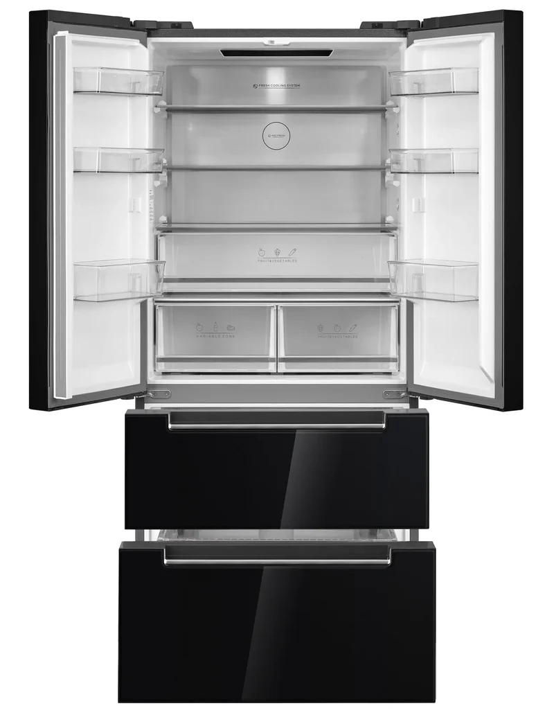 Frigorífico puerta francesa Nodor 190x84 cm cristal negro TWIN 189 TNF GDB