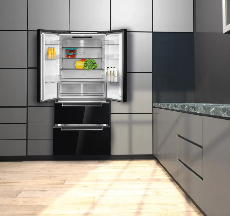 Frigorífico puerta francesa Nodor 190x84 cm cristal negro TWIN 189 TNF GDB