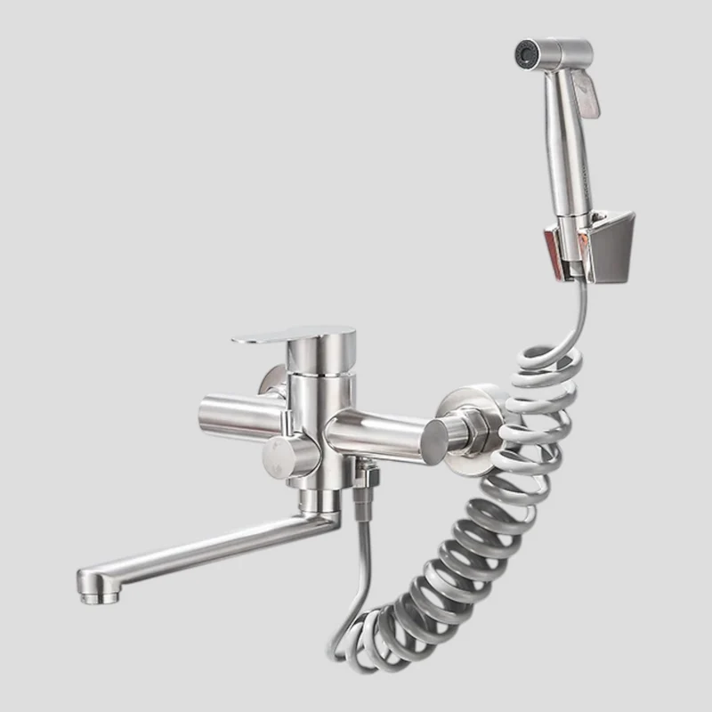 Rubinetto da Parete da Cucina Girevole 360° Doccetta Acciaio Inossidabile