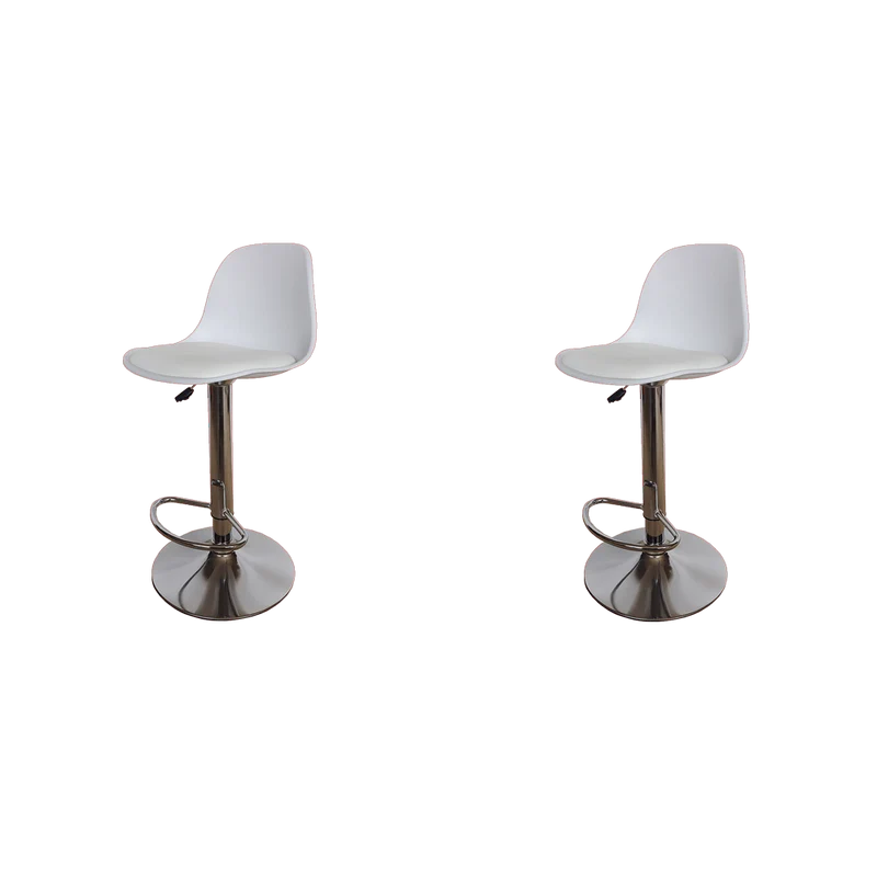 Kit de Dos Sillas Bar Napoles, Blanco, base metal cromado