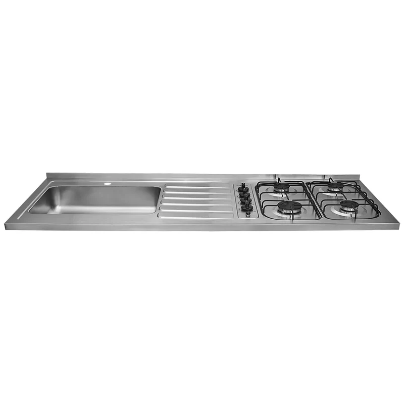 Cocina Integral Emilia, Fresno Europeo y Taupe, Incluye Mesón izquierdo