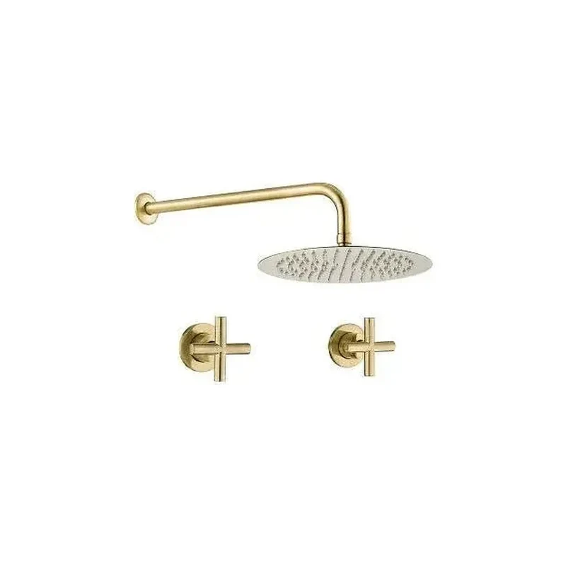 Ducha empotrada bimando de 1 vía en acero inoxidable y latón dorado cepillado Nalon de Valaz