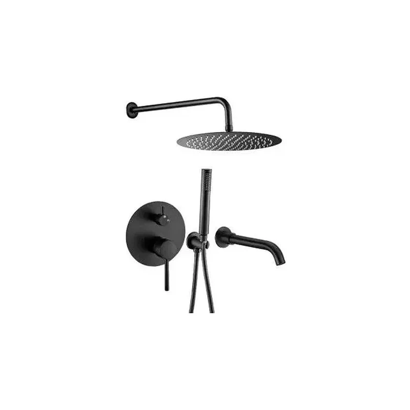 Kit de ducha para bañera empotrado a pared en negro mate Jucar de Valaz