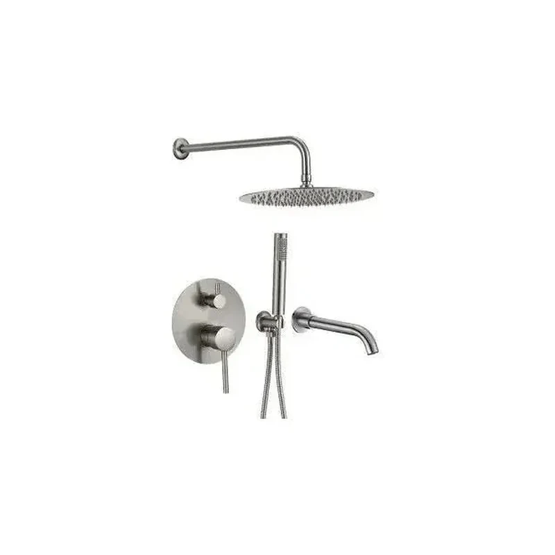 Kit de ducha para bañera empotrado a pared en acero cepillado Jucar de Valaz