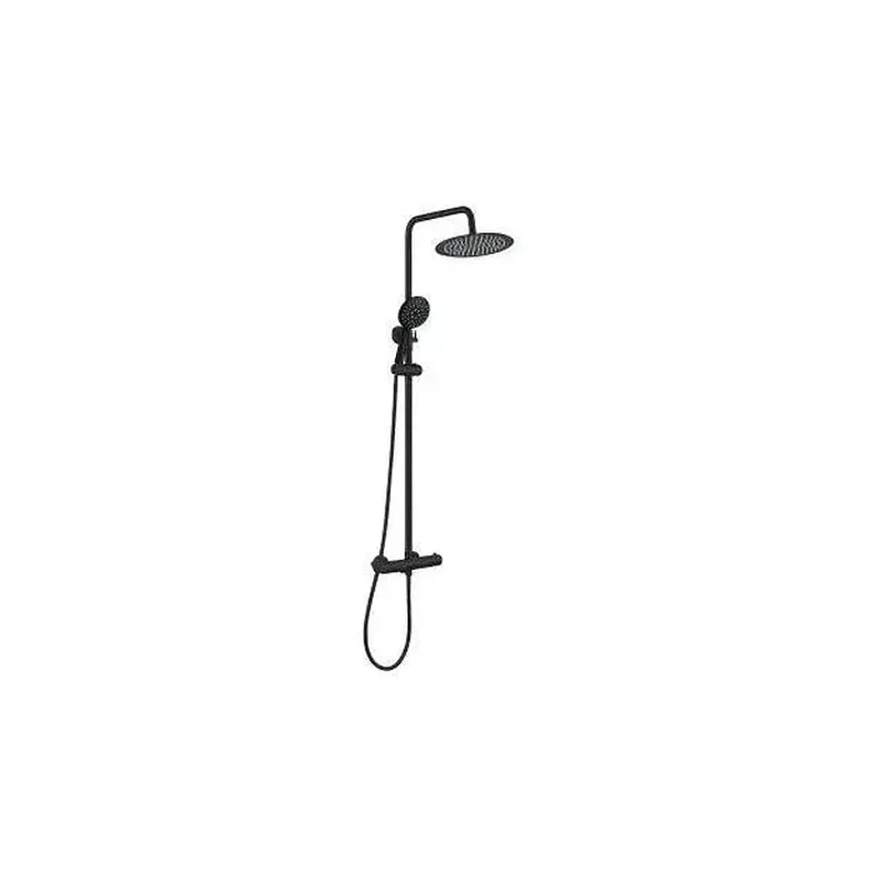 Columna de ducha termostática con grifo para bañera y rociador con alcachofa en negro mate Ebro de Valaz