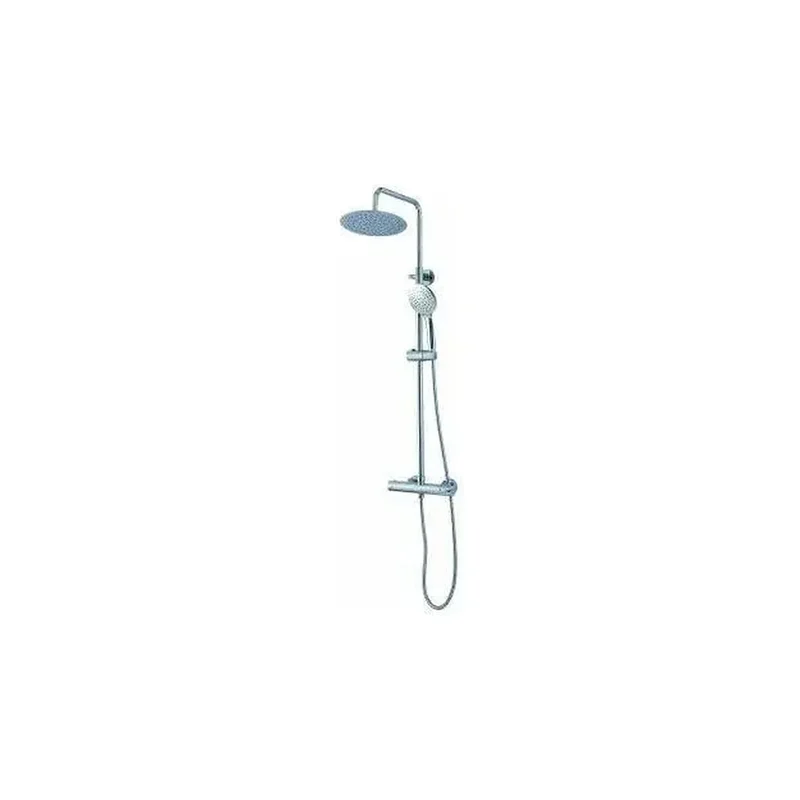 Columna de ducha termostática ajustable con rociador redondo y alcachofa de mano en cromado Ebro de Valaz