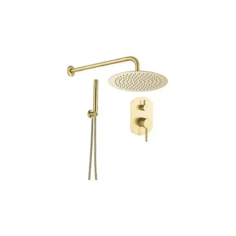 Kit de ducha empotrada a pared con rociador y maneta monomando en dorado cepillado Duero de Valaz