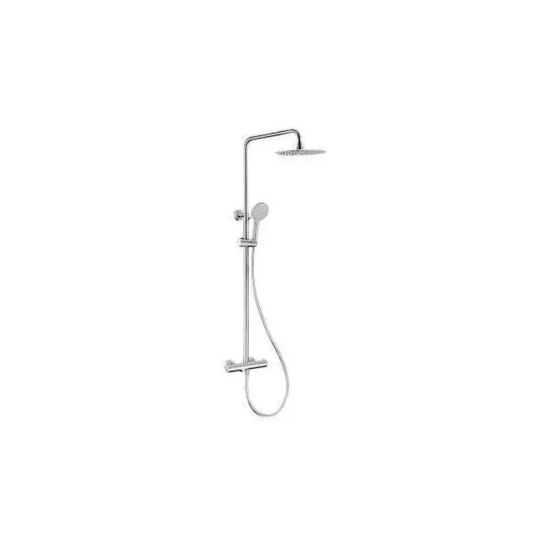Columna de ducha termostática con grifo para bañera y alcachofa de mano en acero cepillado Ebro de Valaz