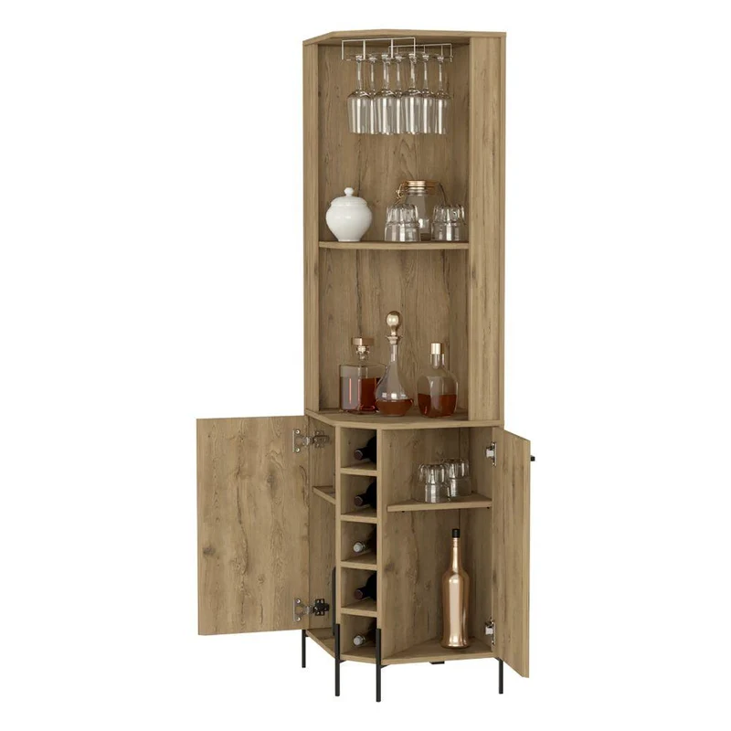 Bar Sharon, Macadamia, con Dos Puertas y Amplio Espacio Para Botellas
