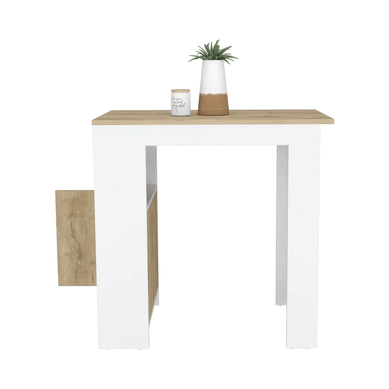 Barra de Cocina Cala, Blanco Duqueza y Macadamia, con Un Cajon y Entrepaños ZF