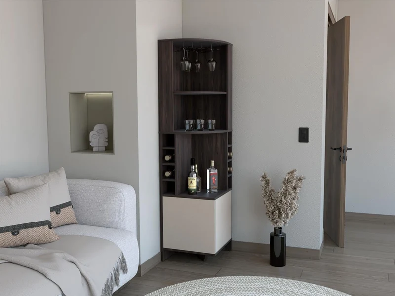 Bar Esquinero Renens, Nogal y Capri, con espacio superior para almacenar copas de vino