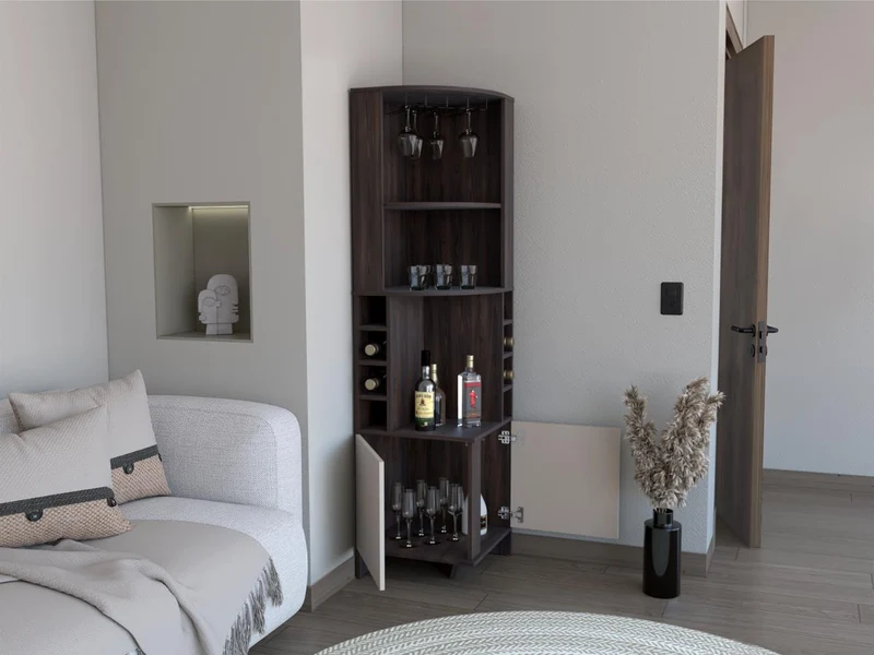 Bar Esquinero Renens, Nogal y Capri, con espacio superior para almacenar copas de vino