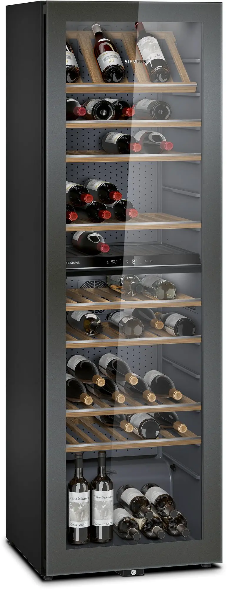 Siemens KW36KATGA Vinoteca 199 botellas 186 x 60 cm Cristal negro Clase G