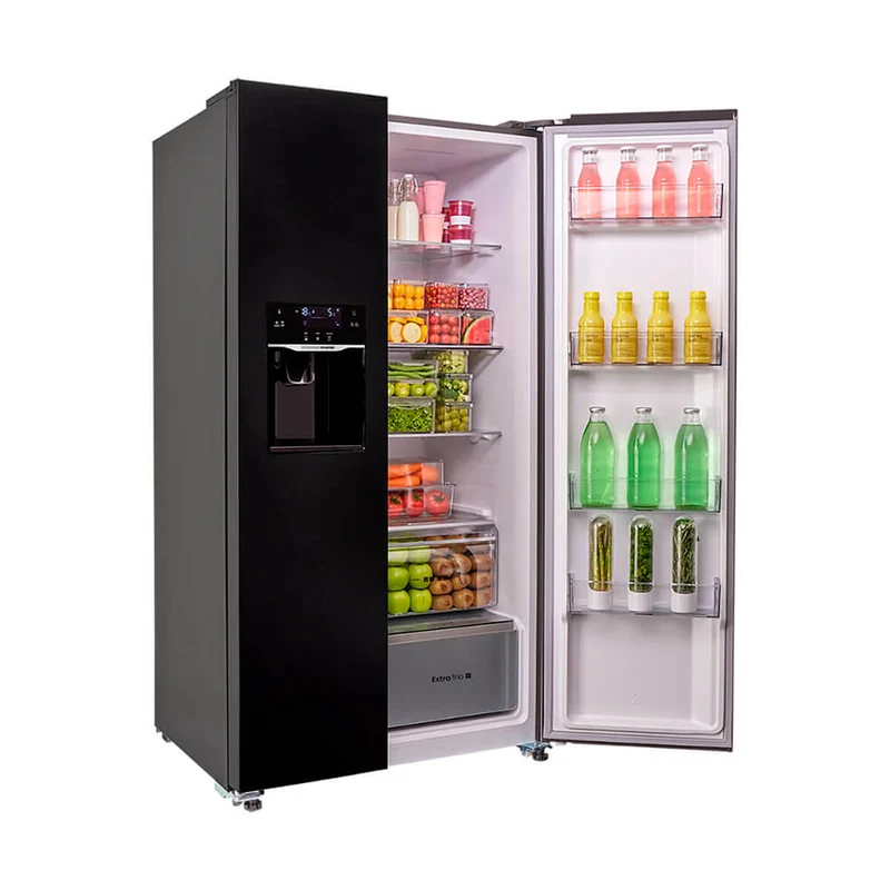Nevecón de 621 litros con fabricador y dispensador de agua automático negro Haceb