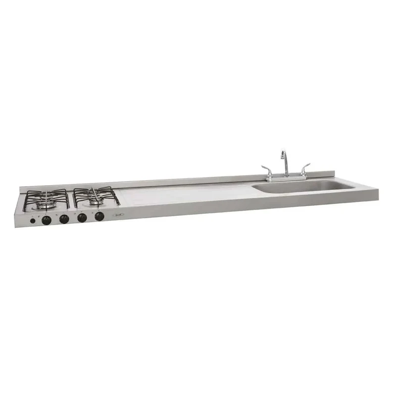 Mesón de cocina Inoxidable ovata 1.80 metros con pozuelo derecho a gas natural marca Haceb