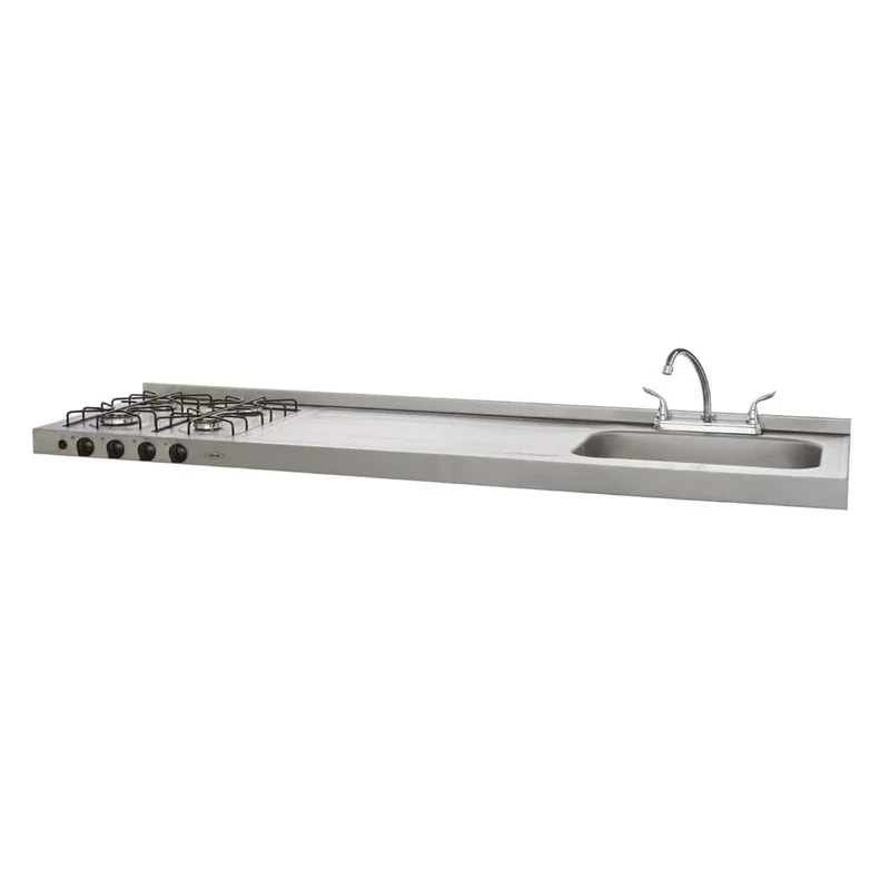 Mesón de cocina Inoxidable ovata 1.80 metros con pozuelo derecho a gas natural marca Haceb