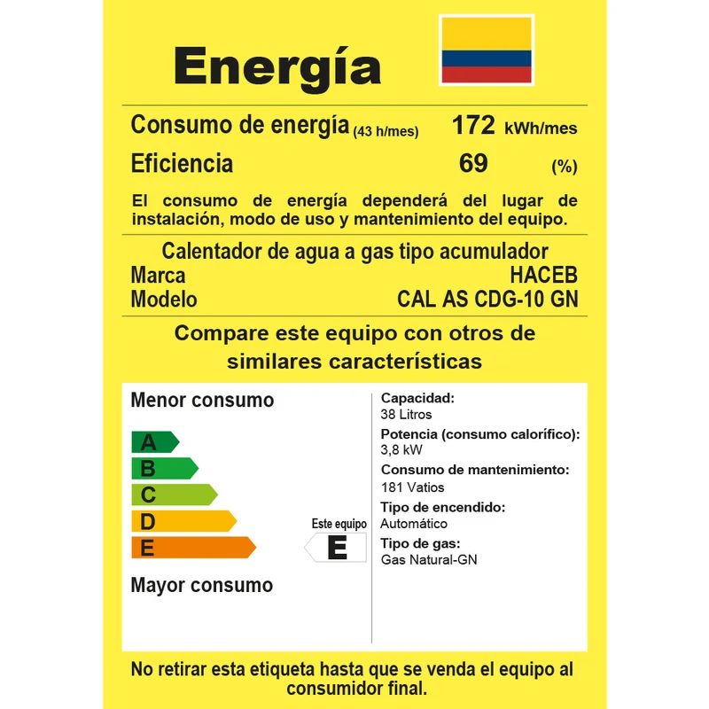 Calentador de agua Haceb acumulación a gas natural 10 galones blanco