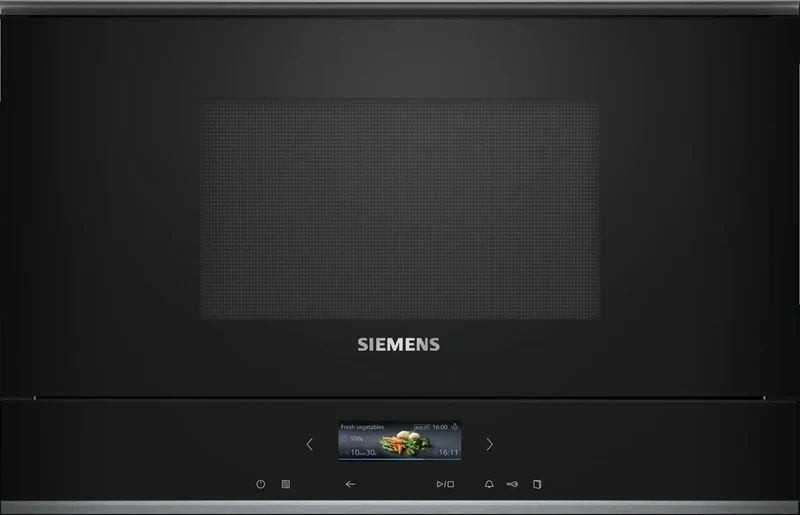 Siemens BE732R1B1 iQ700 Microondas integrado con grill 21 litros Cristal negro Apertura a derecha