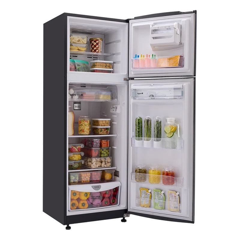 Nevera 311L No Frost con dispensador de agua, manija externa, color titanio, tecnología Inverter