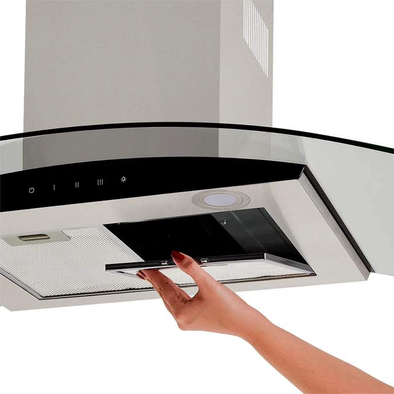 Campana penínsulacon 3 velocidades en vidrio y acero Inoxidableidable negro de 90 cm Haceb