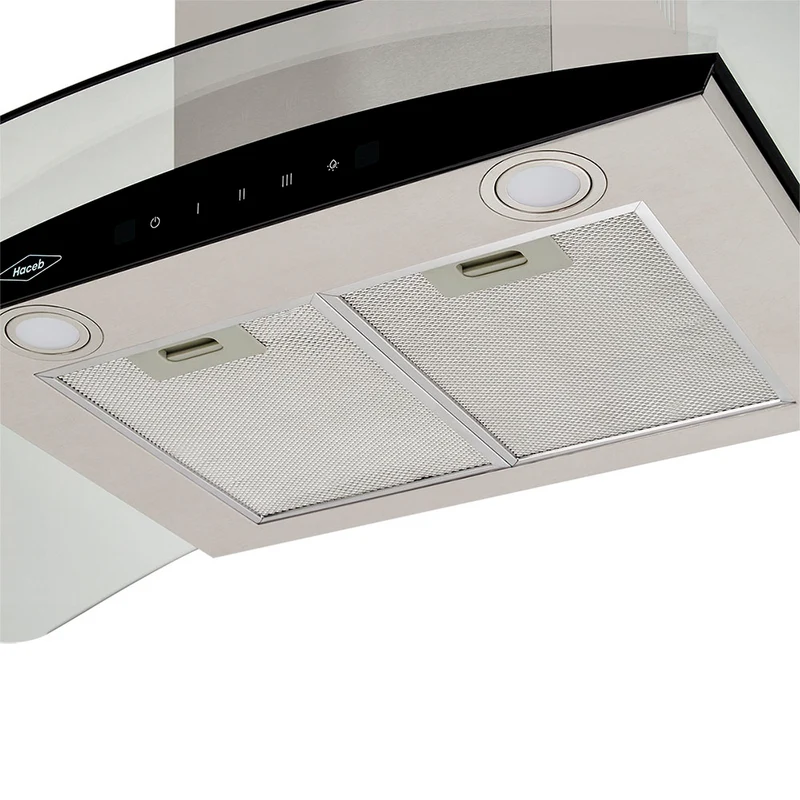 Campana penínsulacon 3 velocidades en vidrio y acero Inoxidableidable negro de 90 cm Haceb
