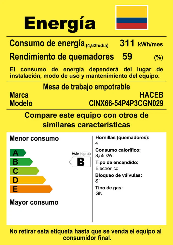 Estufa de empotrar Inoxidable de 66x54 cm triple corona a gas natural Haceb