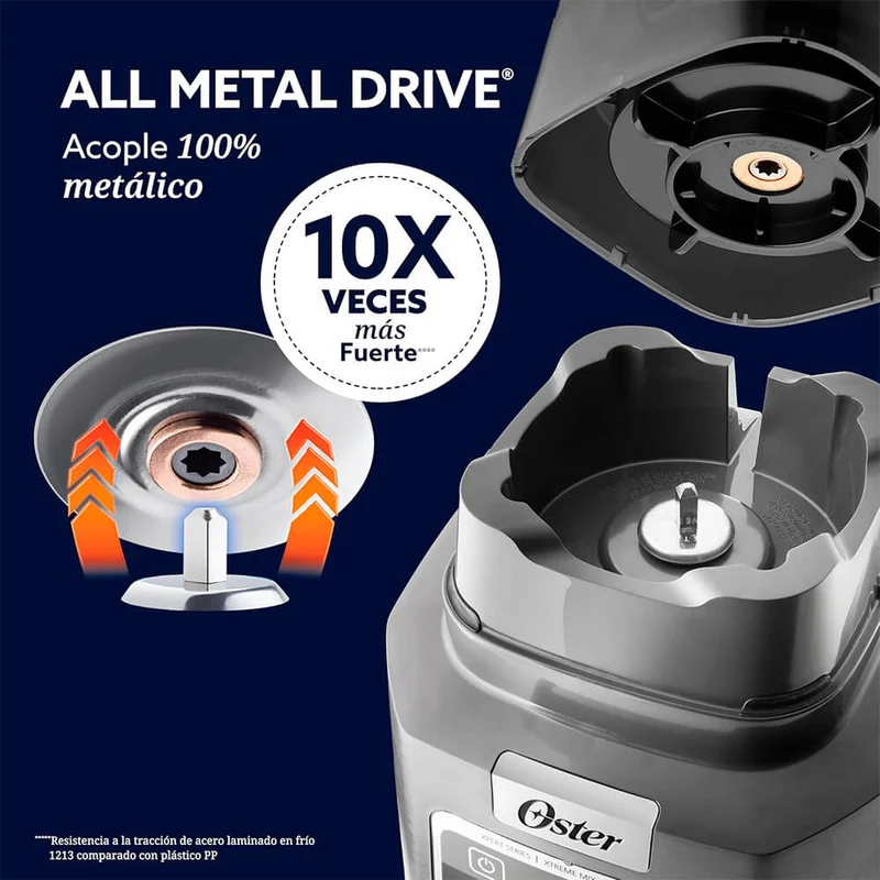 Licuadora profesional Xtreme Mix de 1500 W, tecnología de motor reversible, cuchilla de 10 aspas y 4 niveles.