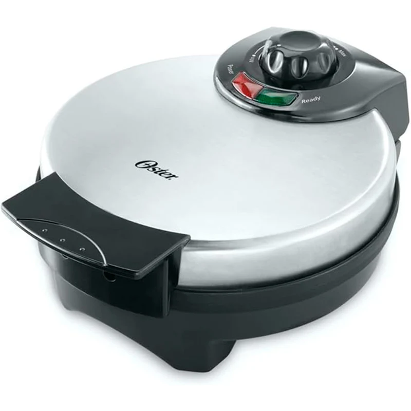 Waflera belga Oster redonda antiadherente CKSTWF2000, plateado.