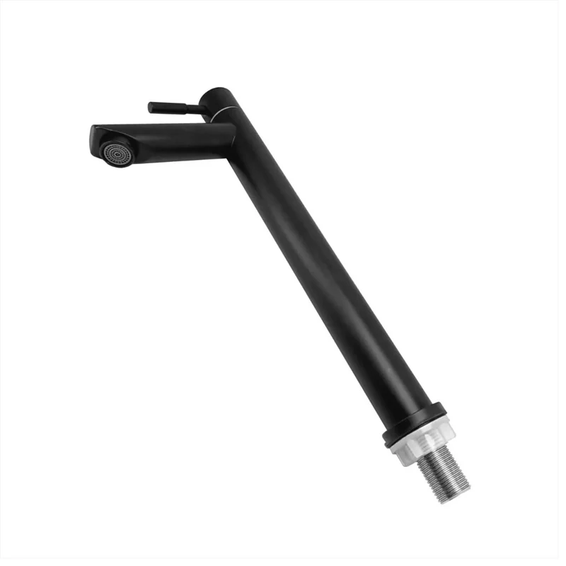 Grifería poste alto negra para lavamanos - agua fría, 1/2" universal