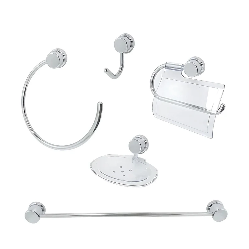 Set de accesorios para baño en ABS cromado, 5 piezas