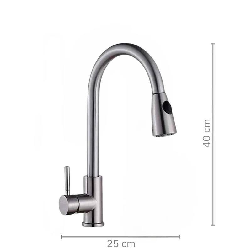 Grifería mono control lavaplatos angora extensible satín