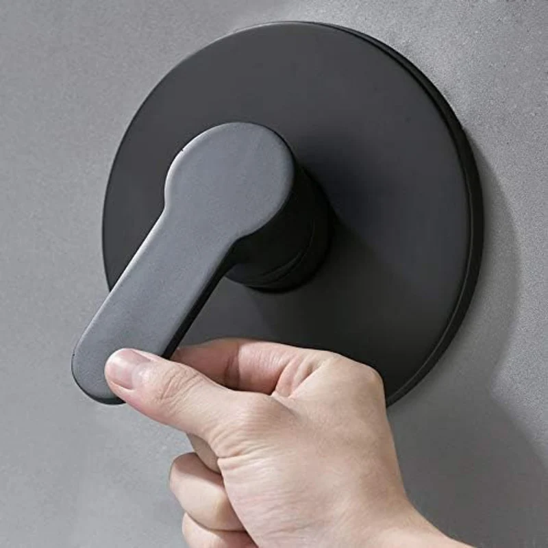 Grifería para ducha mono control negro metálico redonda, sistema universal de 1/2", cuerpo en bronce